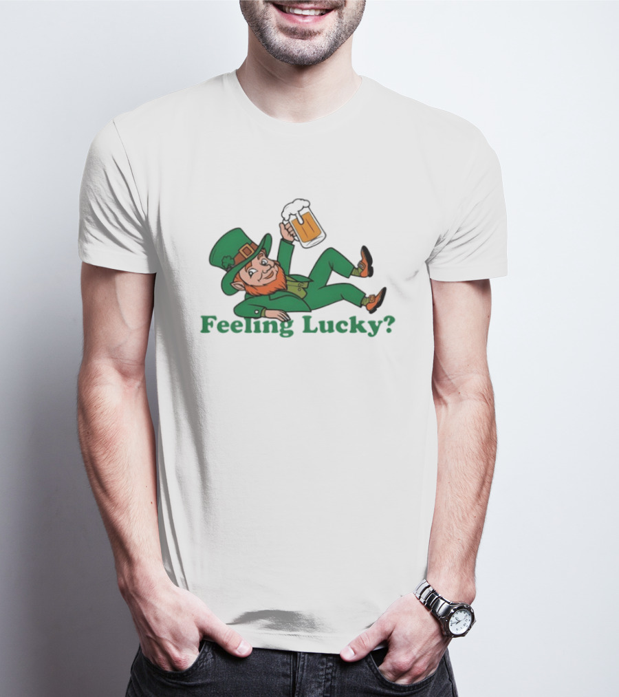 Feeling Lucky Leprechaun With Beer St Patrick's Day T-Shirt