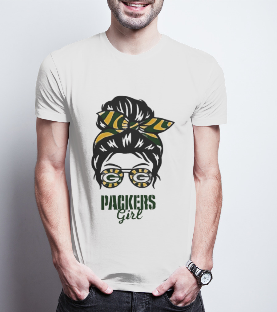 Green Bay Packers Girl Messy Bun Style 2026 T-Shirt