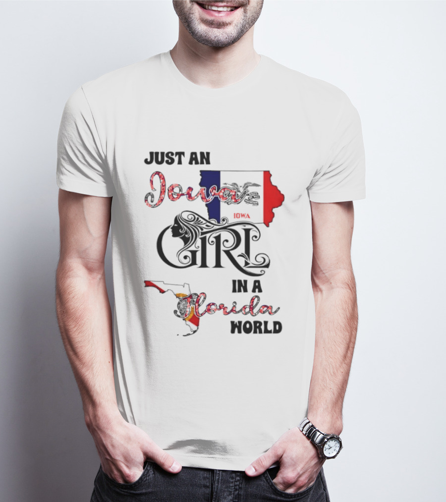 Just An Iowa Girl In A Florida World Map Highlight T-Shirt