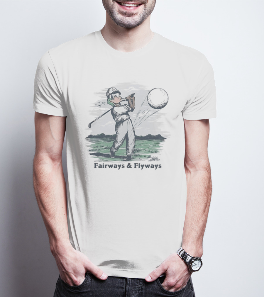 Mallard Duck Golf Swing Fairways And Flyways Moonlit Scene T-Shirt