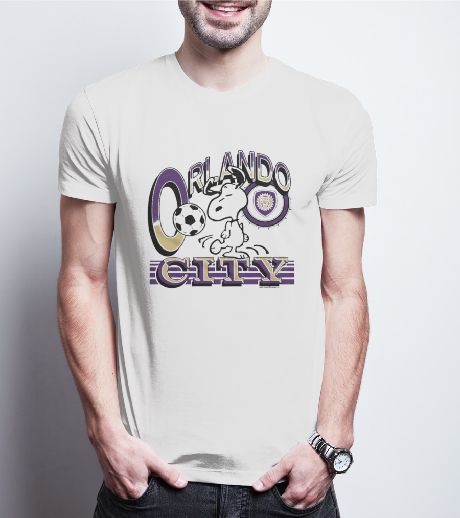 Peanuts Snoopy Orlando City Soccerball Logo Cartoon Collaboration T-Shirt