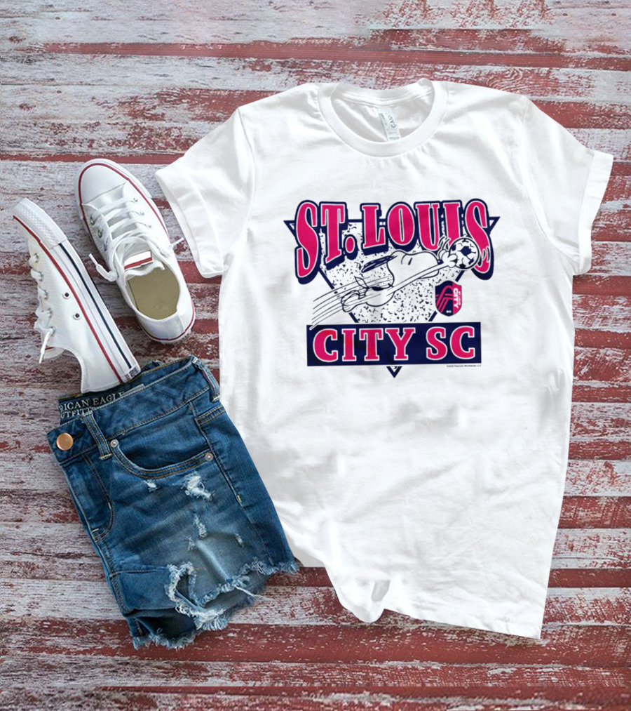 Snoopy Playing Soccer With St. Louis CITY SC Peanuts Collaboration T-Shirt