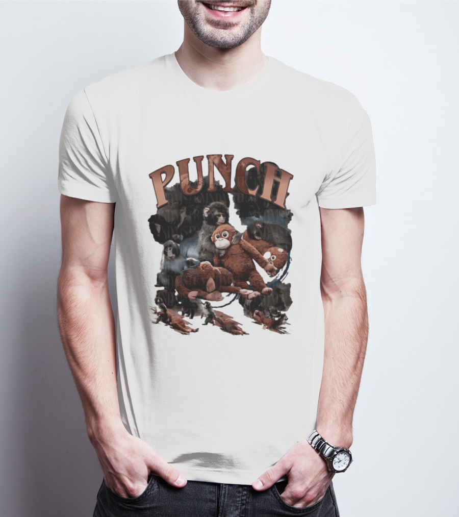 Punch The Monkey Picture Collage Monkeys Plush Toys T-Shirt