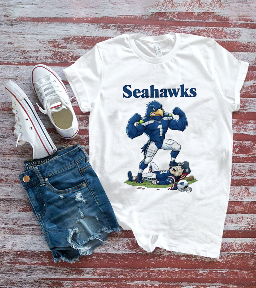 Seahawks Vs Patriots Rivalry Cartoon Victory T-Shirt