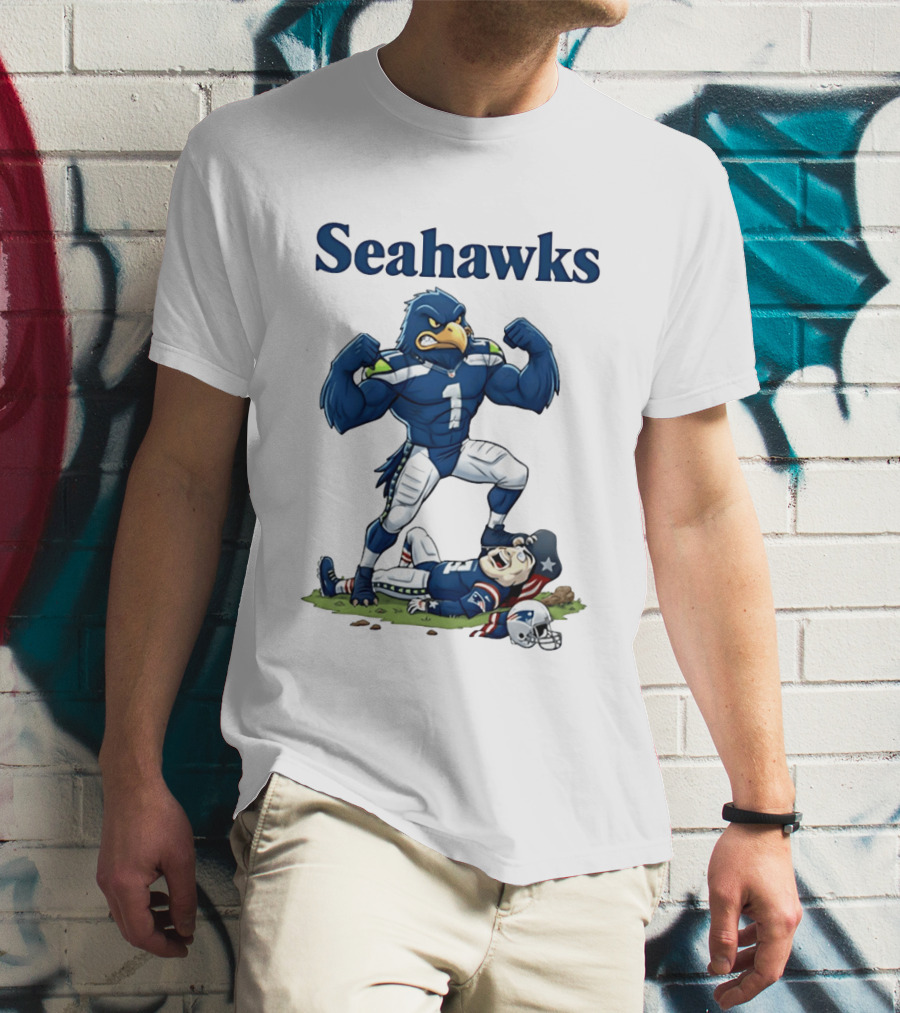 Seahawks Vs Patriots Rivalry Cartoon Victory T-Shirt