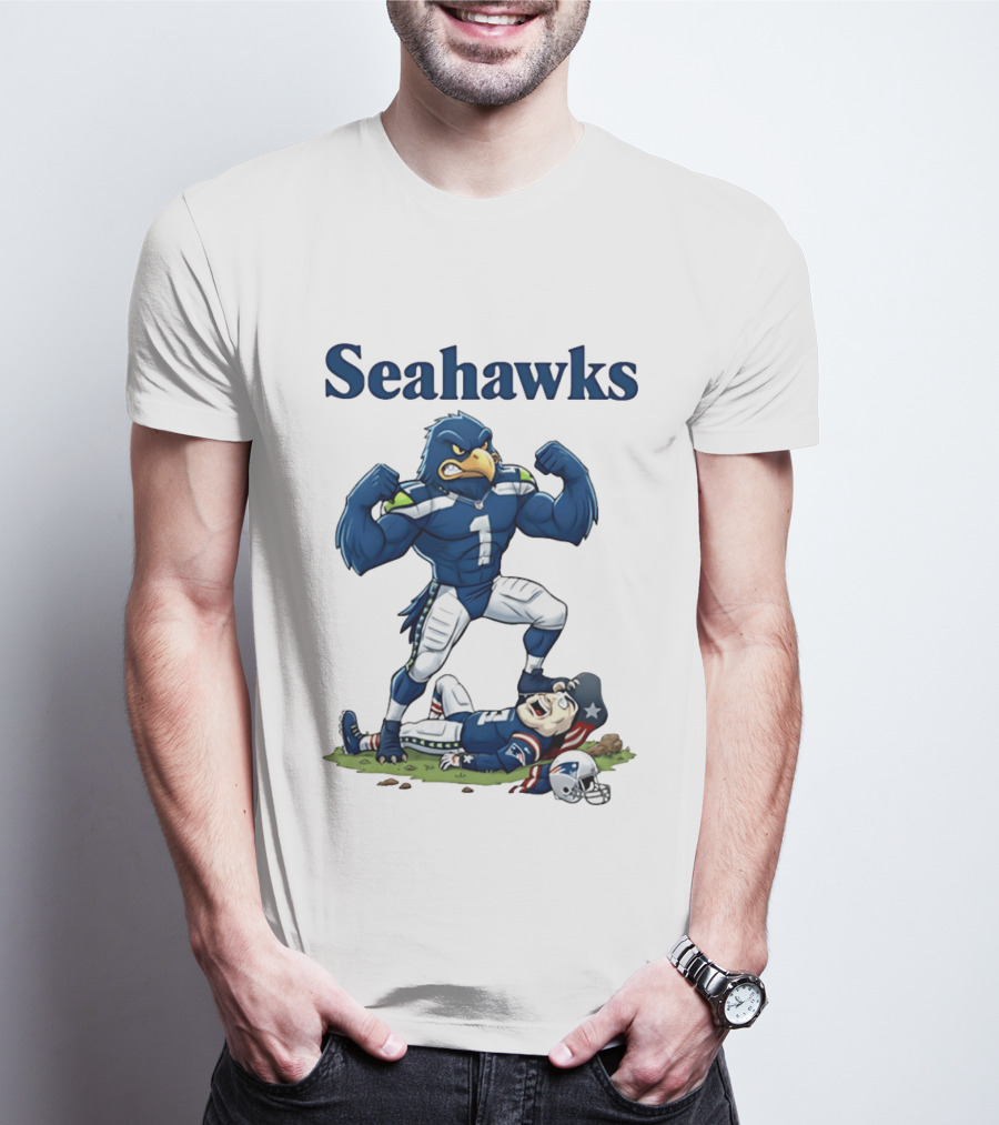 Seahawks Vs Patriots Rivalry Cartoon Victory T-Shirt