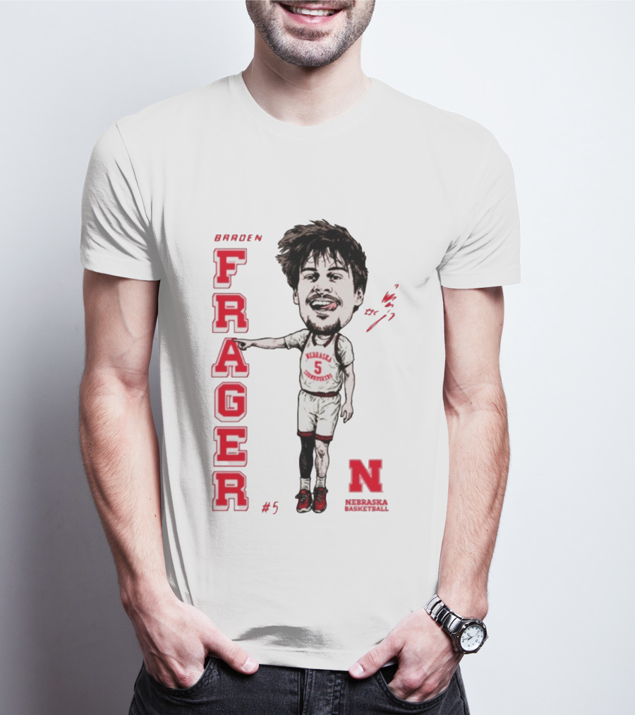 Braden Frager Nebraska Cornhuskers Basketball Caricature #5 T-Shirt