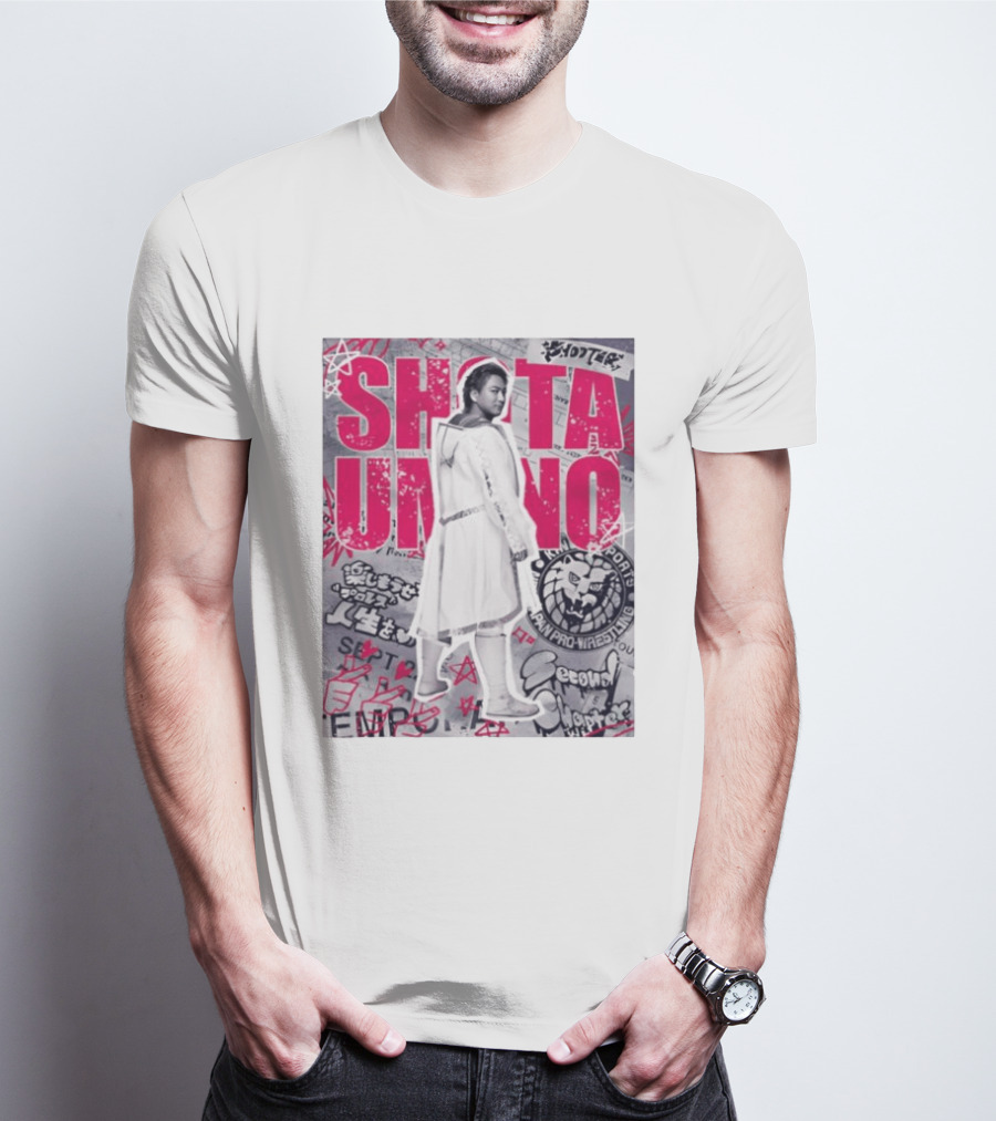 Shota Umino New Japan Pro Wrestling Graffiti Style Banner T-Shirt