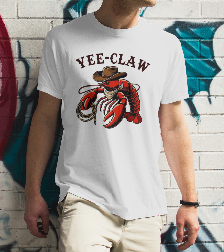 Yee Claw Lobster Cowboy Western Crawfish T-Shirt
