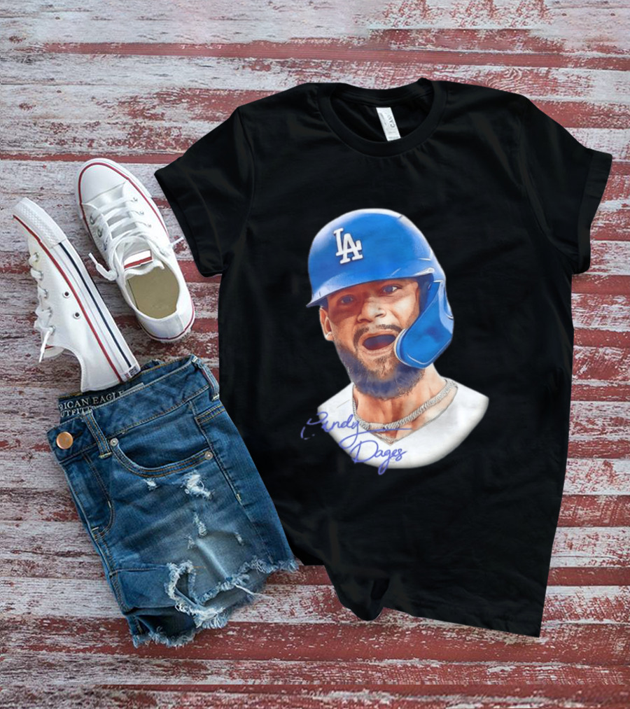 Andy Pages Los Angeles Dodgers MLB 2026 Big Face LA Helmet T-Shirt