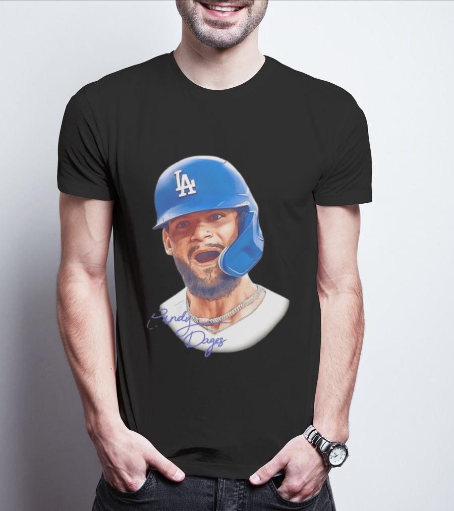 Andy Pages Los Angeles Dodgers MLB 2026 Big Face LA Helmet T-Shirt
