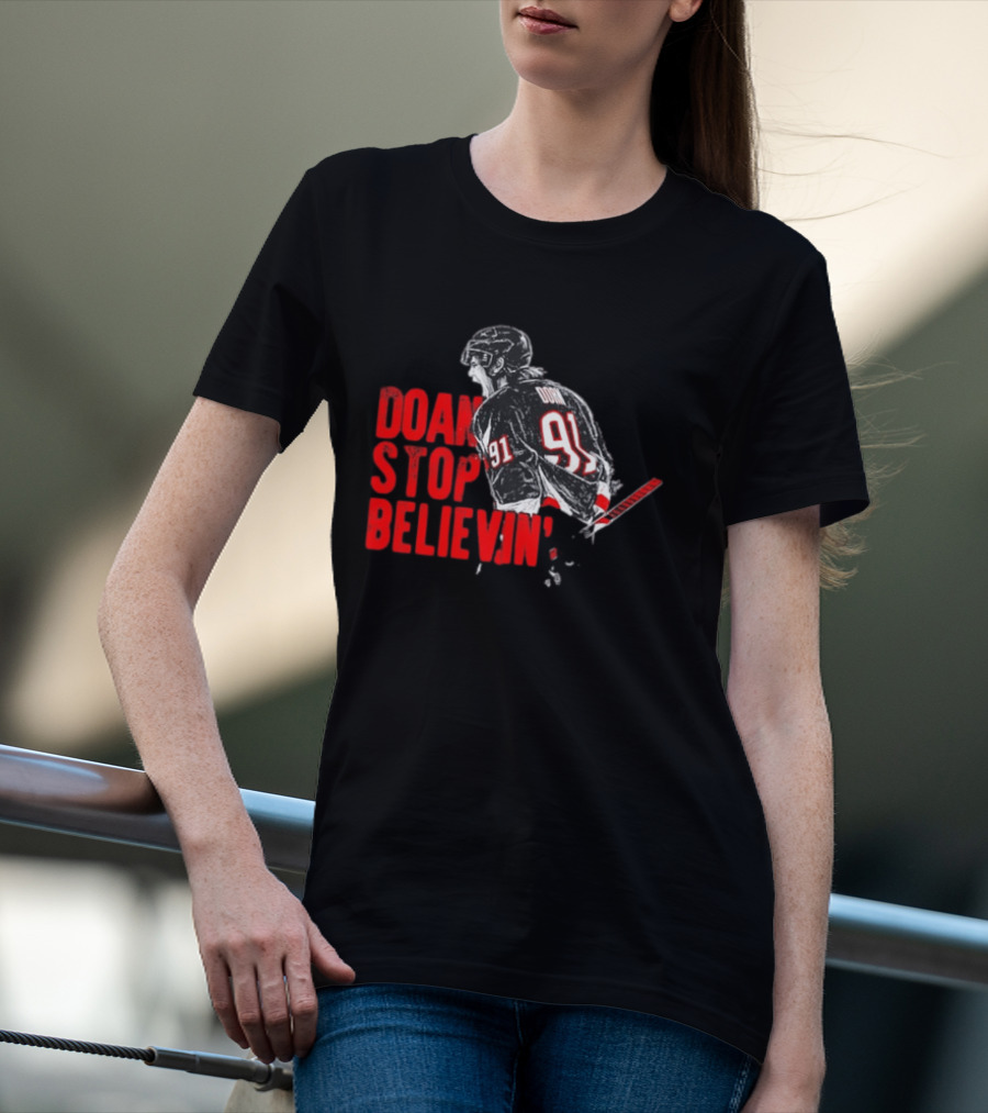 Josh Doan Stop Believin' Number 91 NHL Hockey T-Shirt