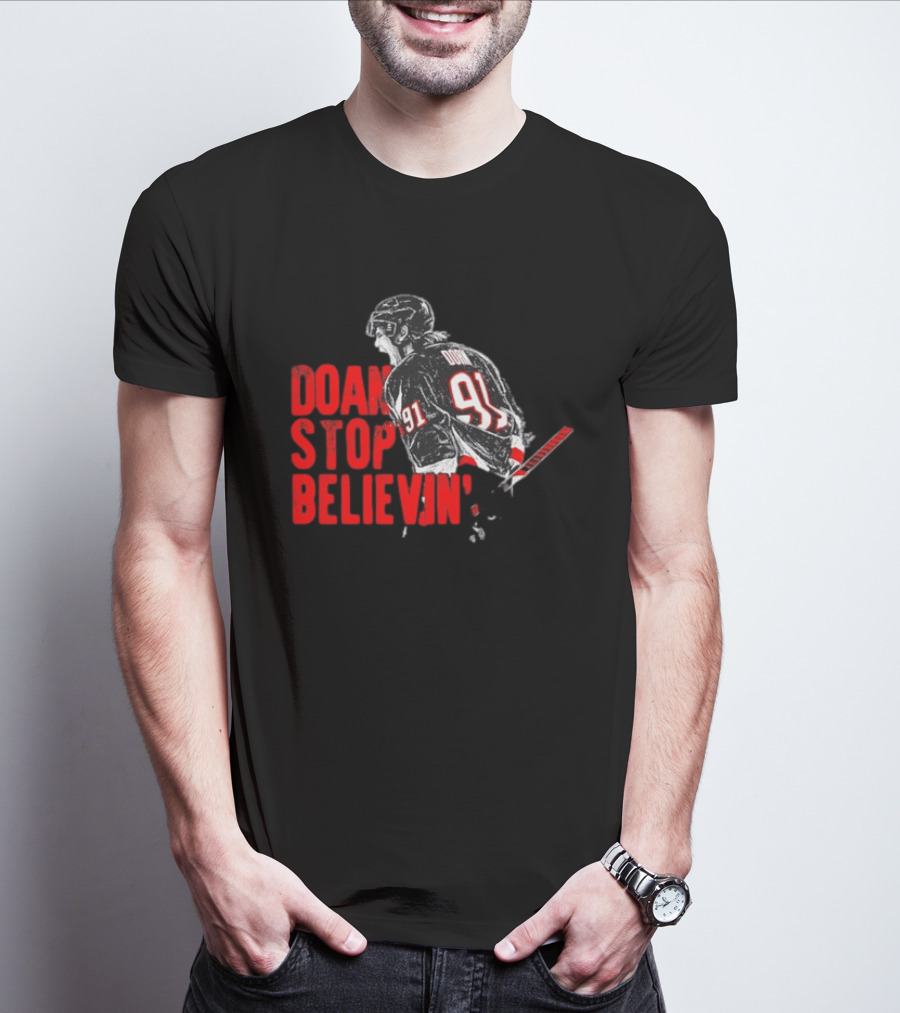 Josh Doan Stop Believin' Number 91 NHL Hockey T-Shirt