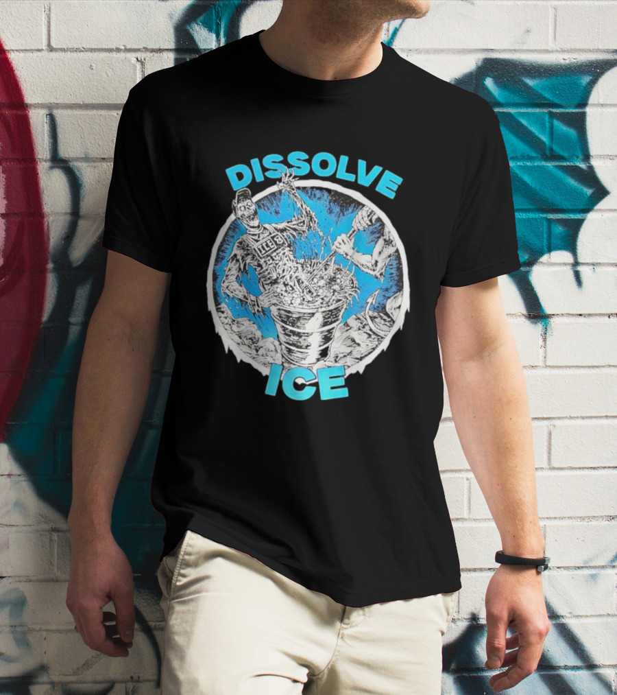 Dissolve ICE Abolish ICE Skeleton Melting In Cauldron With Ghostly Figure T-Shirt
