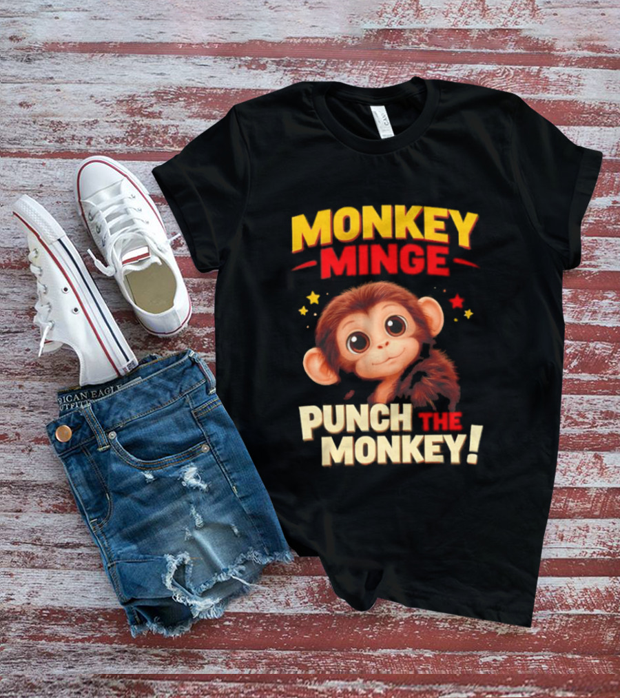 Monkey Minge Punch That Monkey Cute Cartoon Monkey T-Shirt