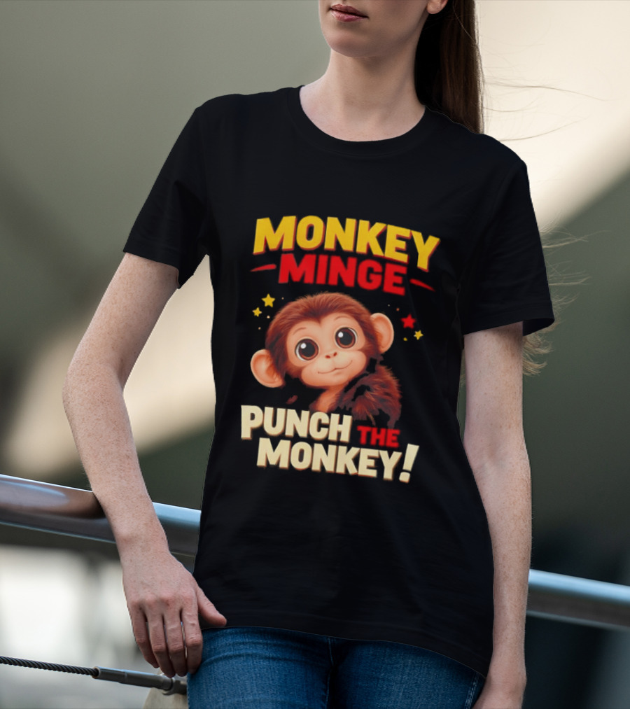 Monkey Minge Punch That Monkey Cute Cartoon Monkey T-Shirt