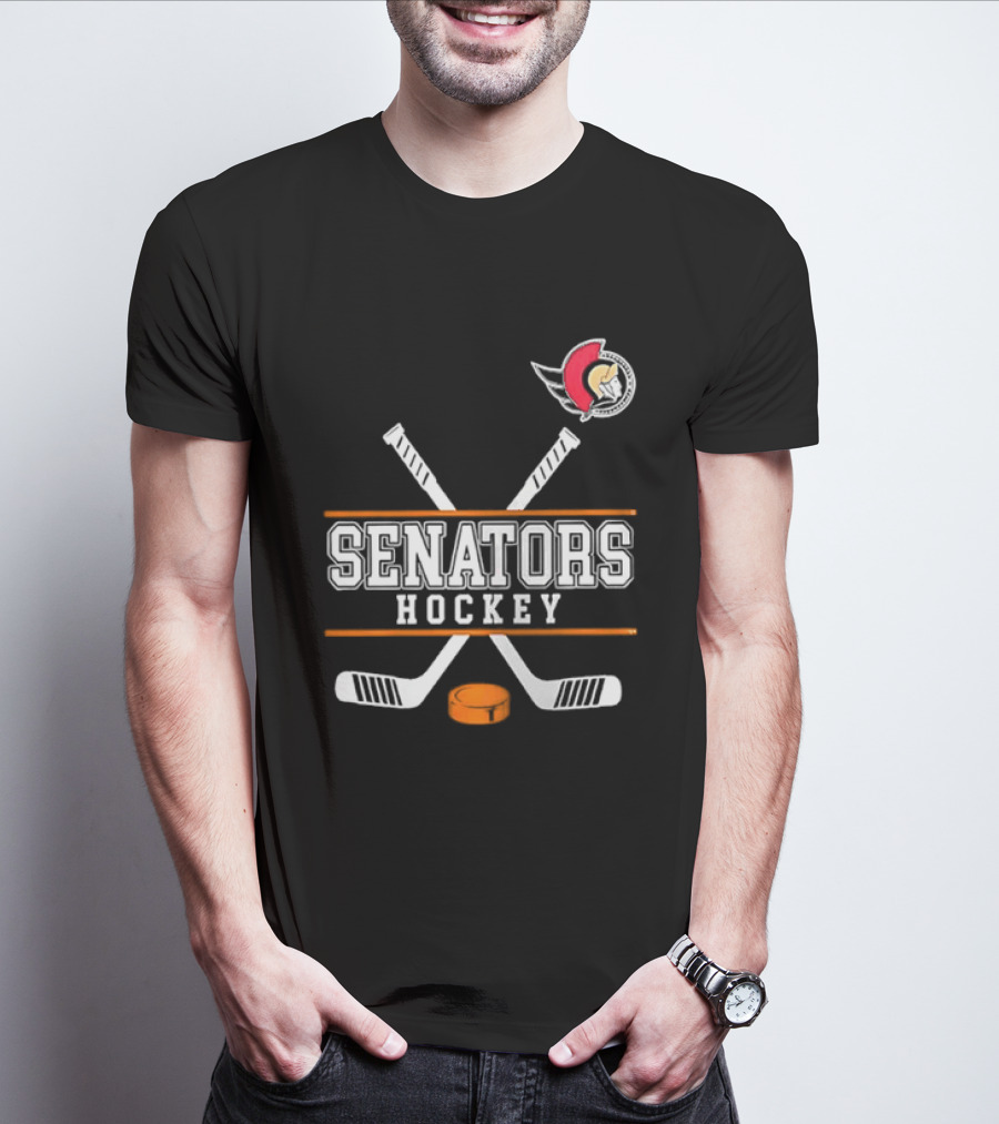 Ottawa Senators Hockey NHL Crossed Sticks T-Shirt
