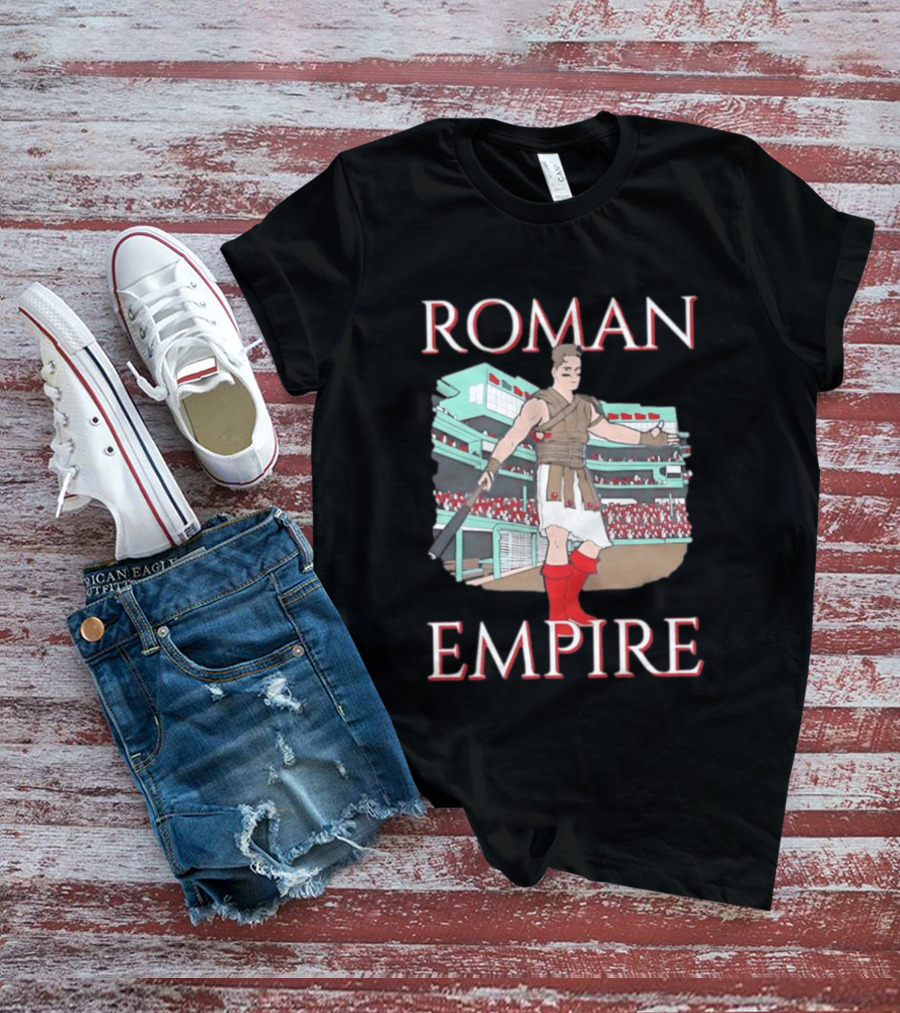 Roman Empire Baseball Field Cartoon Player In Ancient Gladiator Outfit T-Shirt