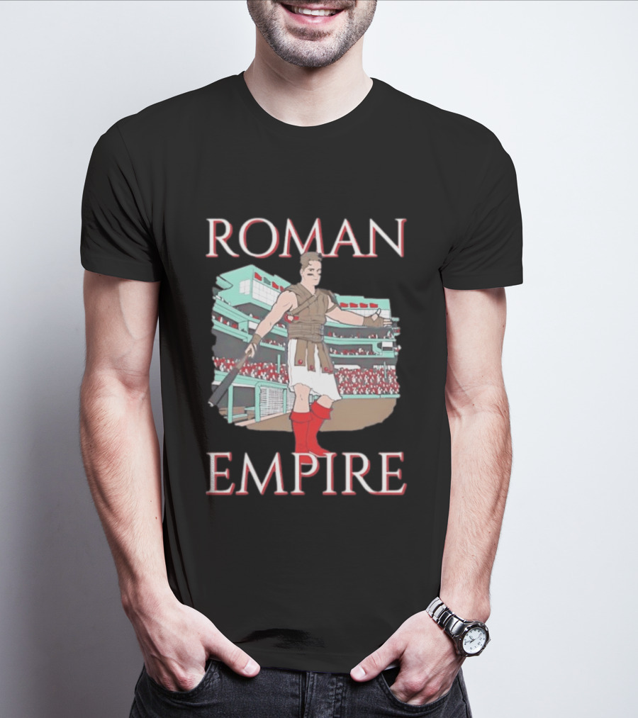 Roman Empire Baseball Field Cartoon Player In Ancient Gladiator Outfit T-Shirt