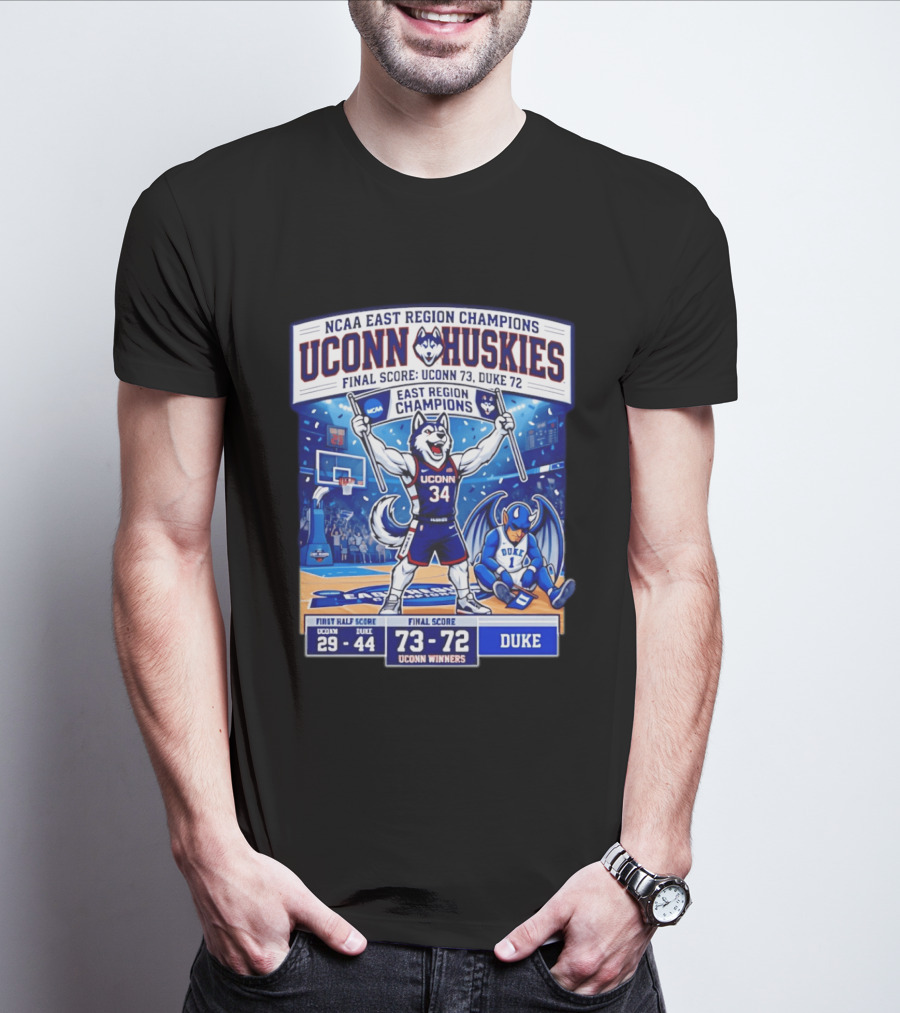 UConn Huskies NCAA East Region Champions Final Score 73 72 Over Duke T-Shirt