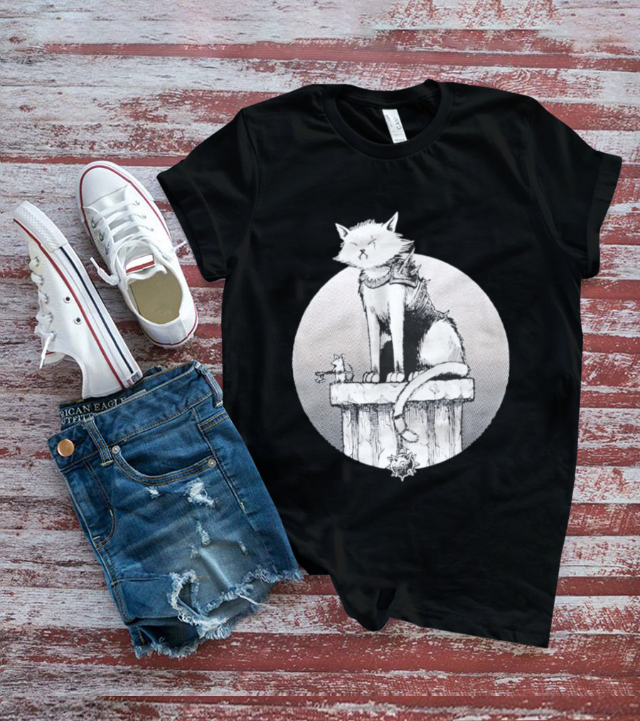 Unlikely Companions White Cat Armor Mouse Weapon Adventure T-Shirt