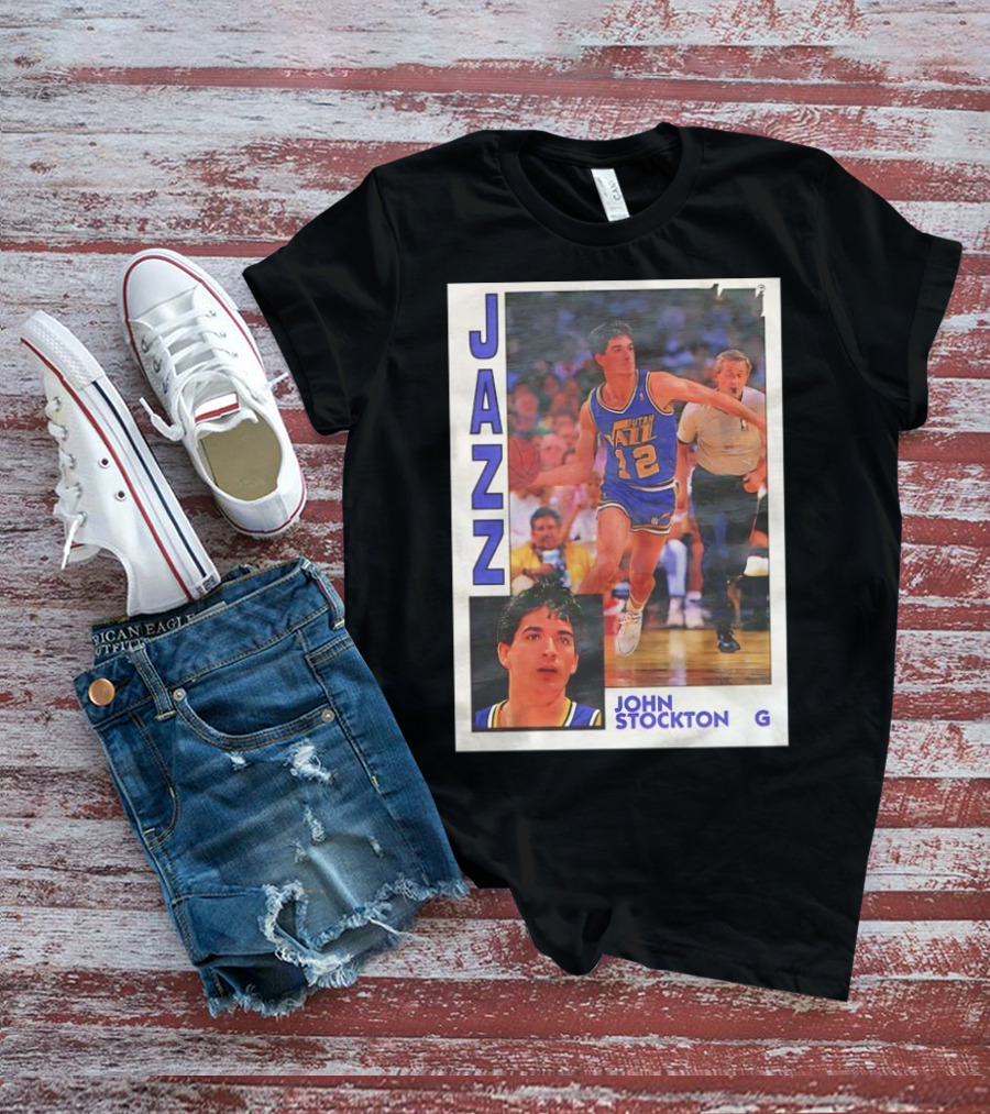 John Stockton Utah Jazz 1992 Basketball Card Vintage NBA Memorabilia T-Shirt