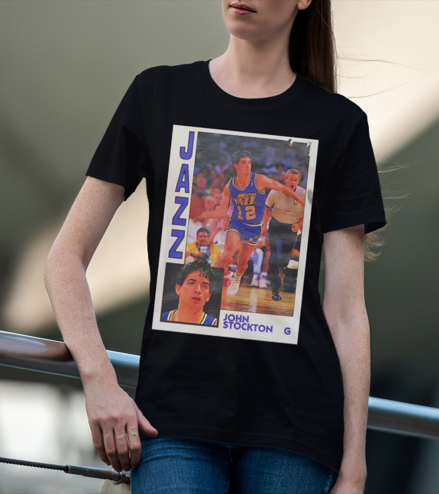 John Stockton Utah Jazz 1992 Basketball Card Vintage NBA Memorabilia T-Shirt
