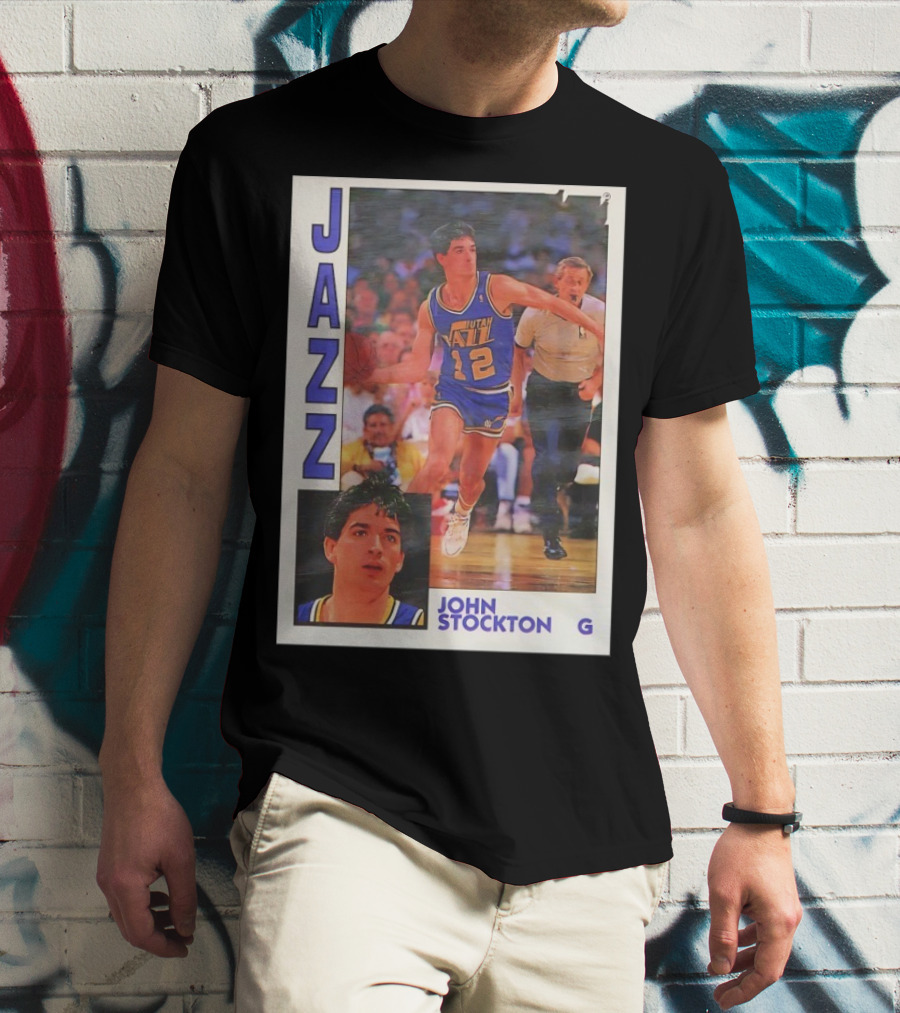 John Stockton Utah Jazz 1992 Basketball Card Vintage NBA Memorabilia T-Shirt