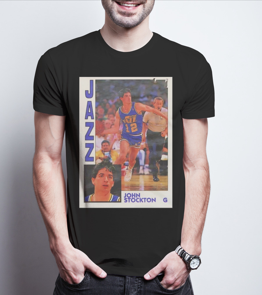 John Stockton Utah Jazz 1992 Basketball Card Vintage NBA Memorabilia T-Shirt