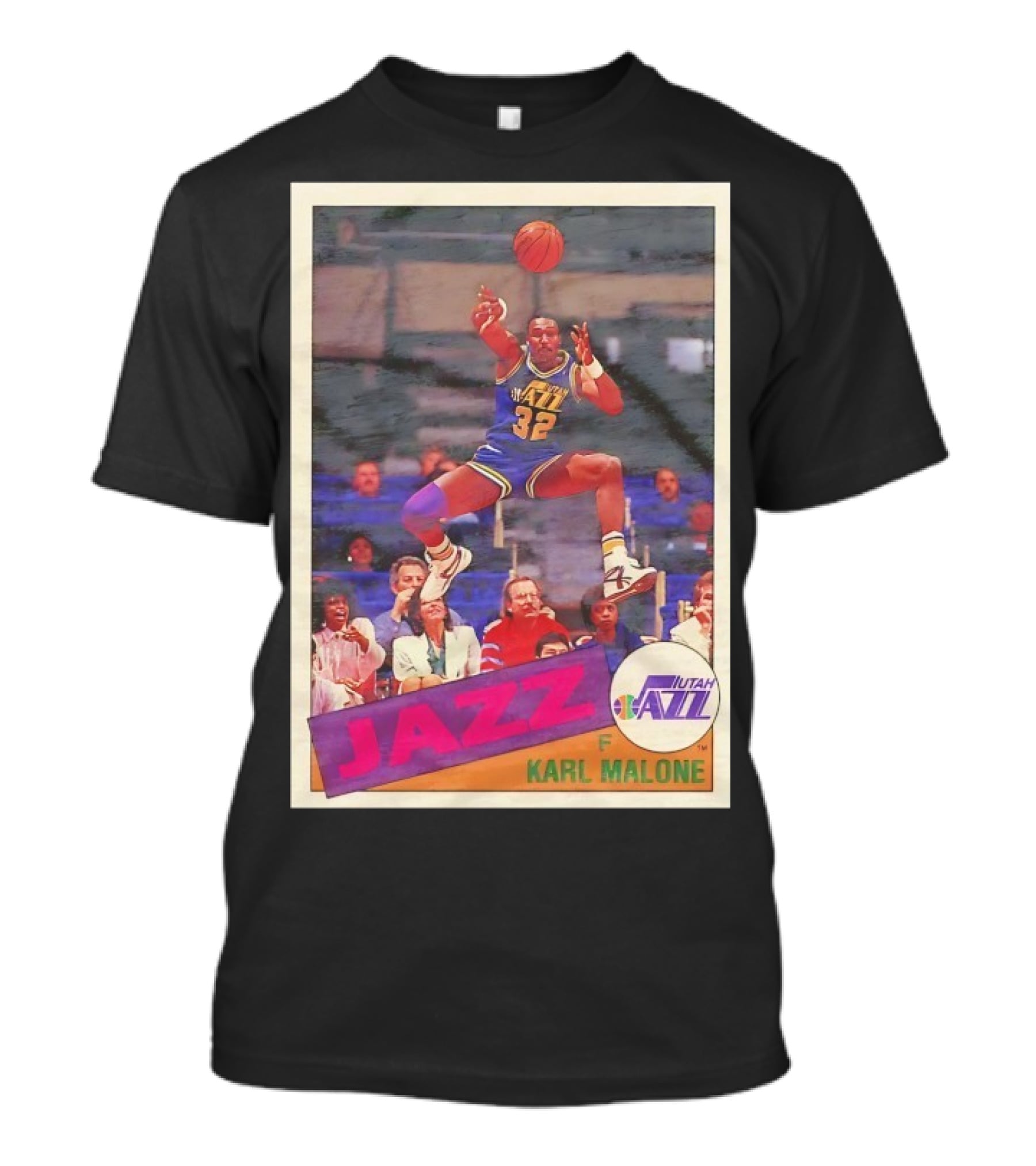 Utah Jazz Karl Malone 32 Basketball Card 1992 T-Shirt