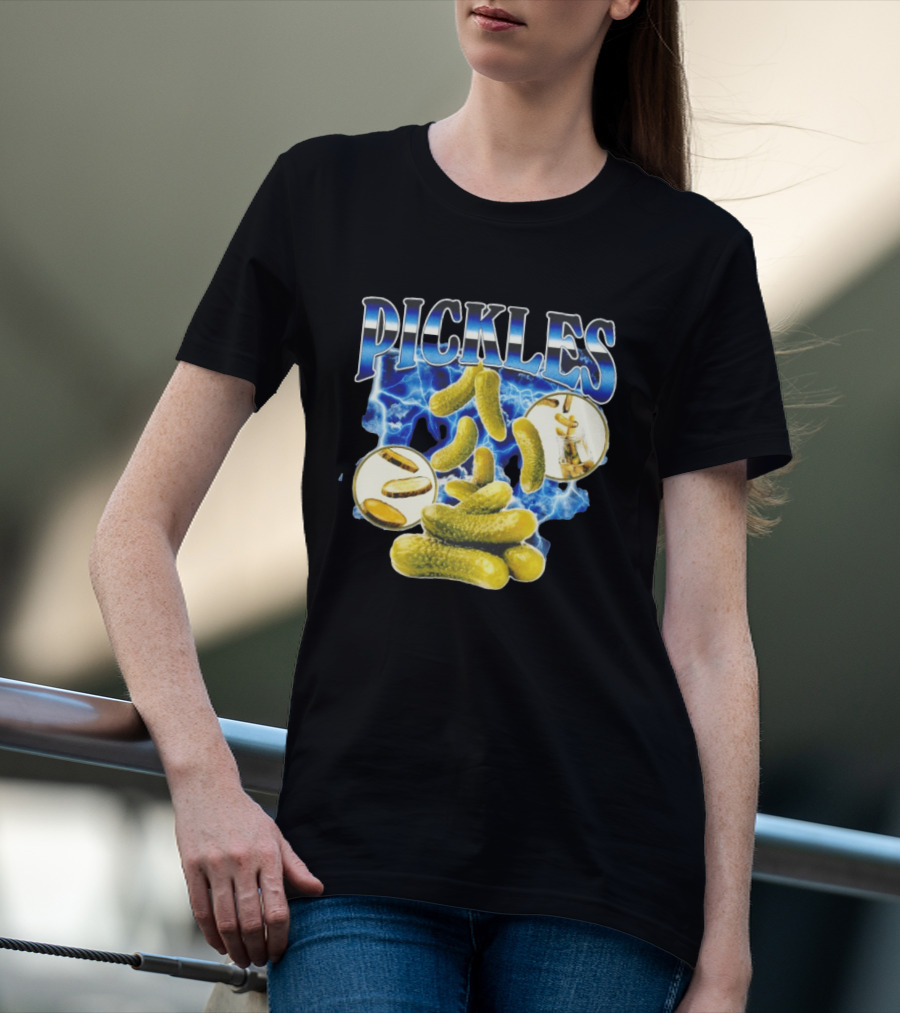 Thunder Pickles Crunch Power Electric Blue Lightning Pickles T-Shirt
