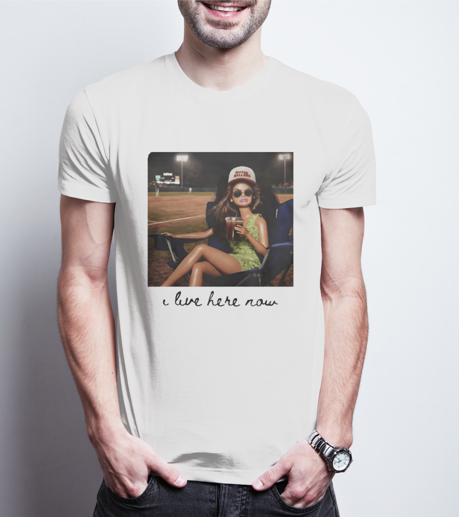 Barbie Doll Baseball Mom Kansas Ballers I Live Here Now T-Shirt