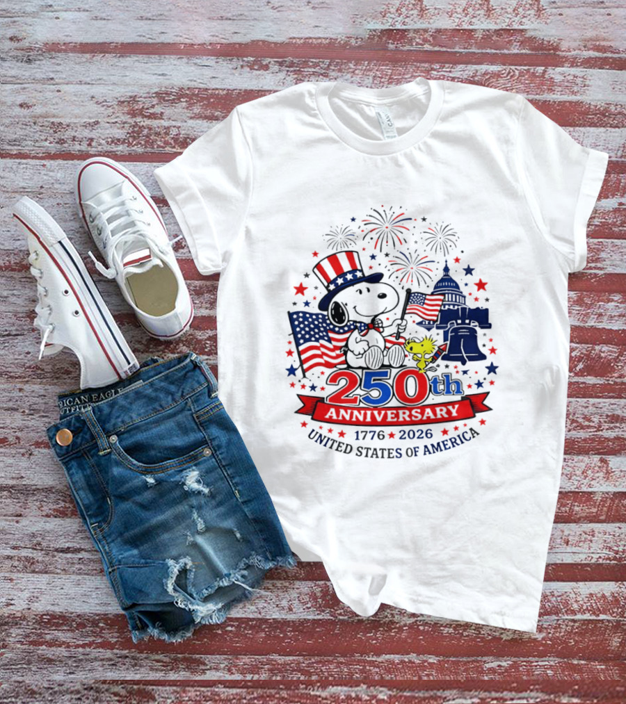 Snoopy 250th Anniversary 1776 2026 Patriotic Celebration United States Of America T-Shirt
