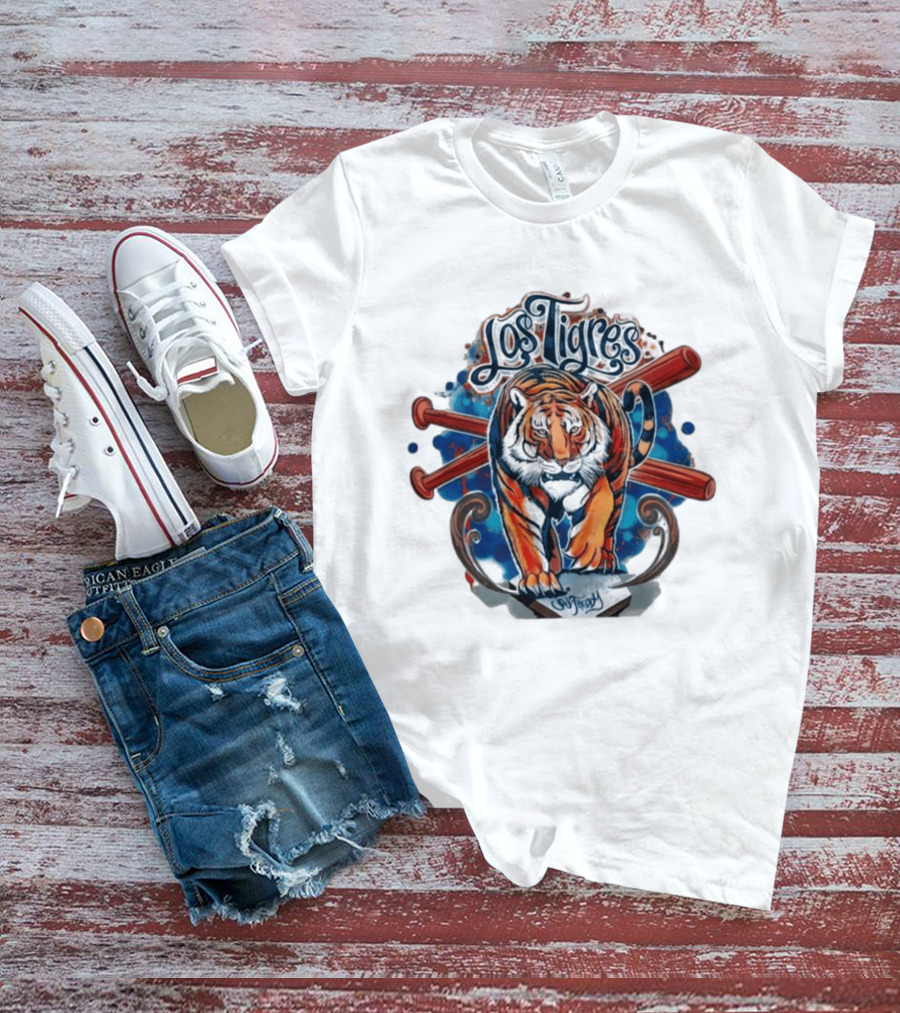 Los Tigres Detroit Baseball Tiger Art 2026 T-Shirt