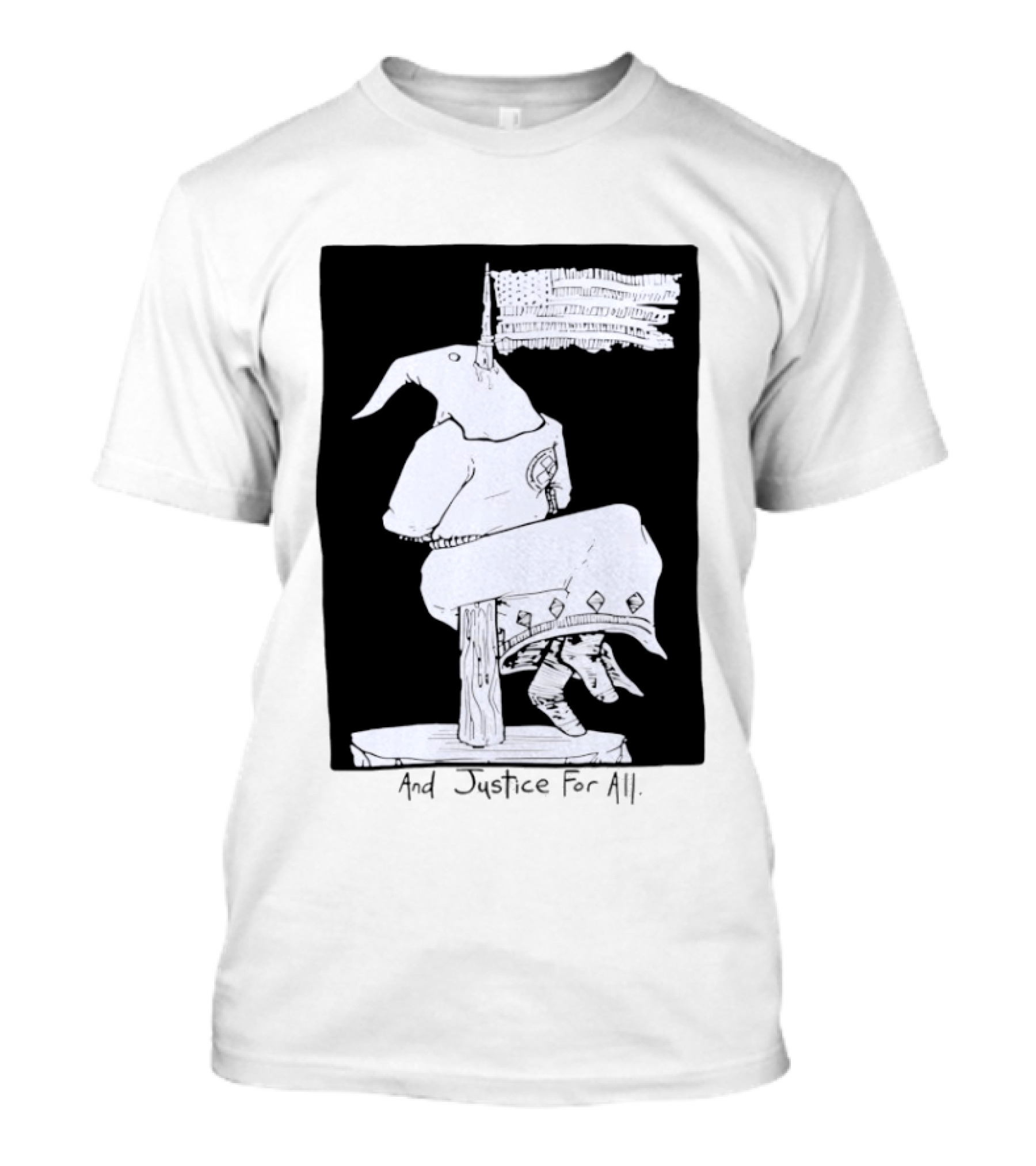 Anti Ku Klux Klan And Justice For All Hanging Effigy With Flag T-Shirt
