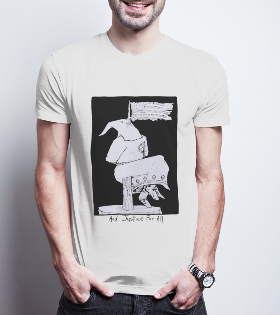 Anti Ku Klux Klan And Justice For All Hanging Effigy With Flag T-Shirt
