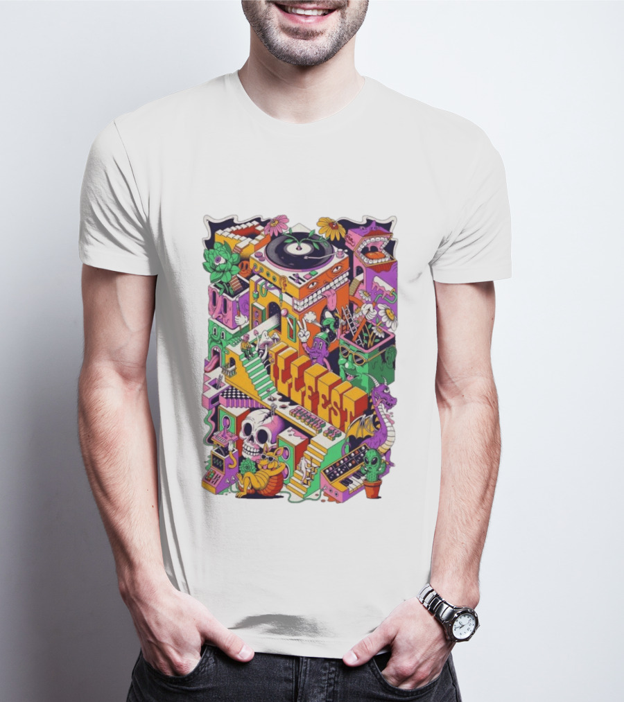 ILLfest 2026 Hostin TX Skeleton Alien Dragon DJ Event T-Shirt