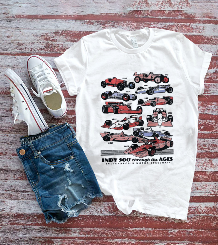 Indy 500 Through The Ages 2026 Racing Cars Evolution T-Shirt
