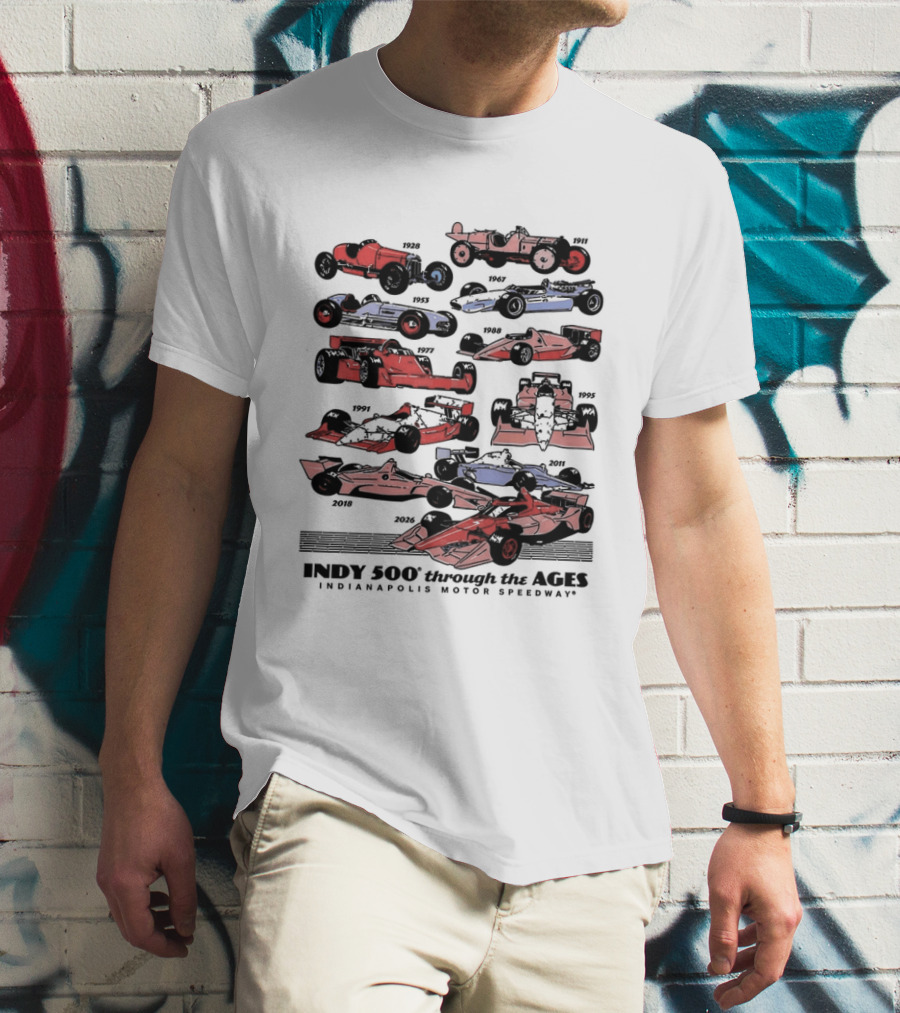 Indy 500 Through The Ages 2026 Racing Cars Evolution T-Shirt
