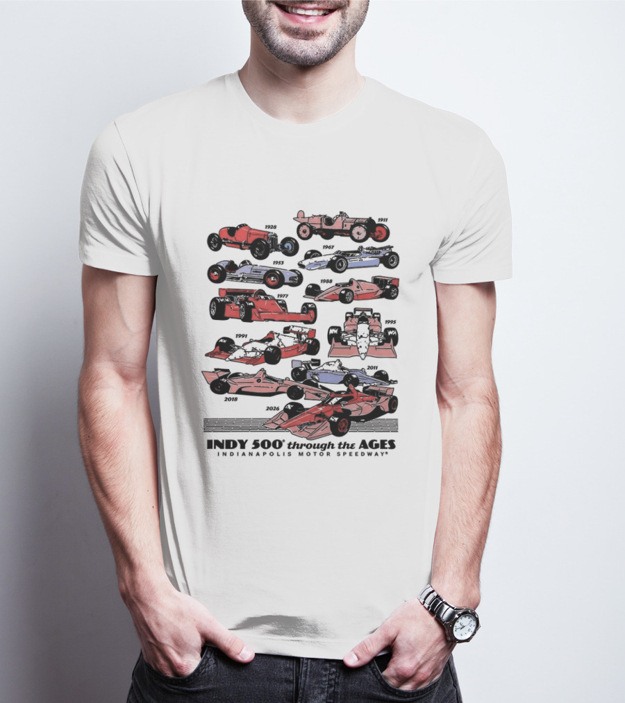 Indy 500 Through The Ages 2026 Racing Cars Evolution T-Shirt