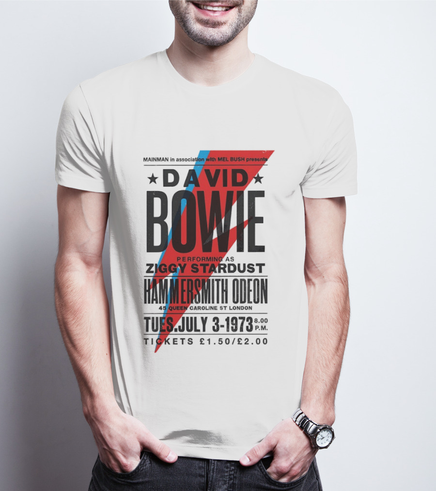 David Bowie Performing As Ziggy Stardust Hammersmith Odeon London July 3 1973 T-Shirt