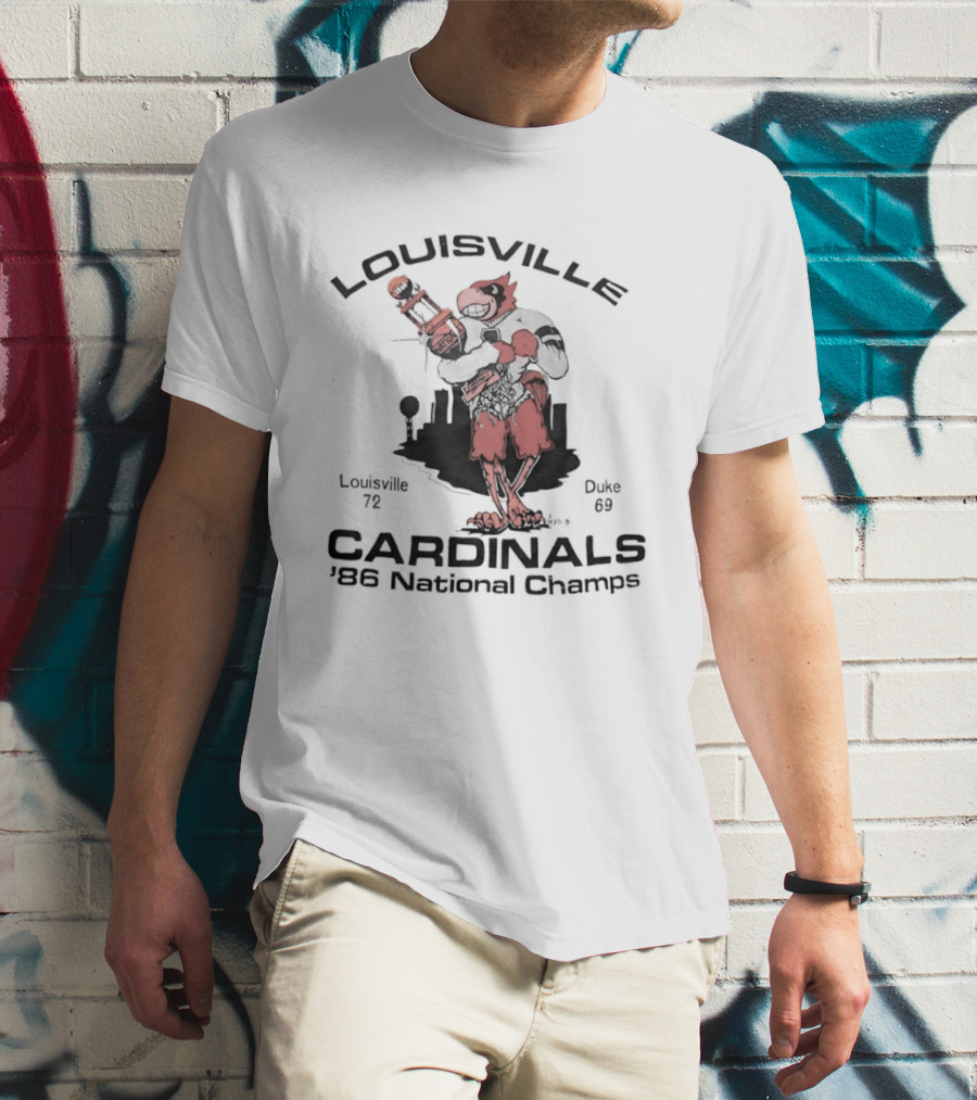 Louisville Cardinals 1986 National Champs Skyline Trophy T-Shirt