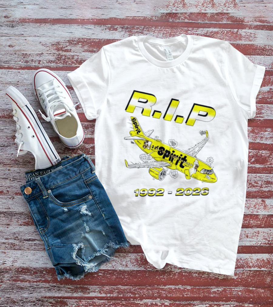 RIP Spirit Airlines 1992 2026 Yellow Plane Cartoon T-Shirt