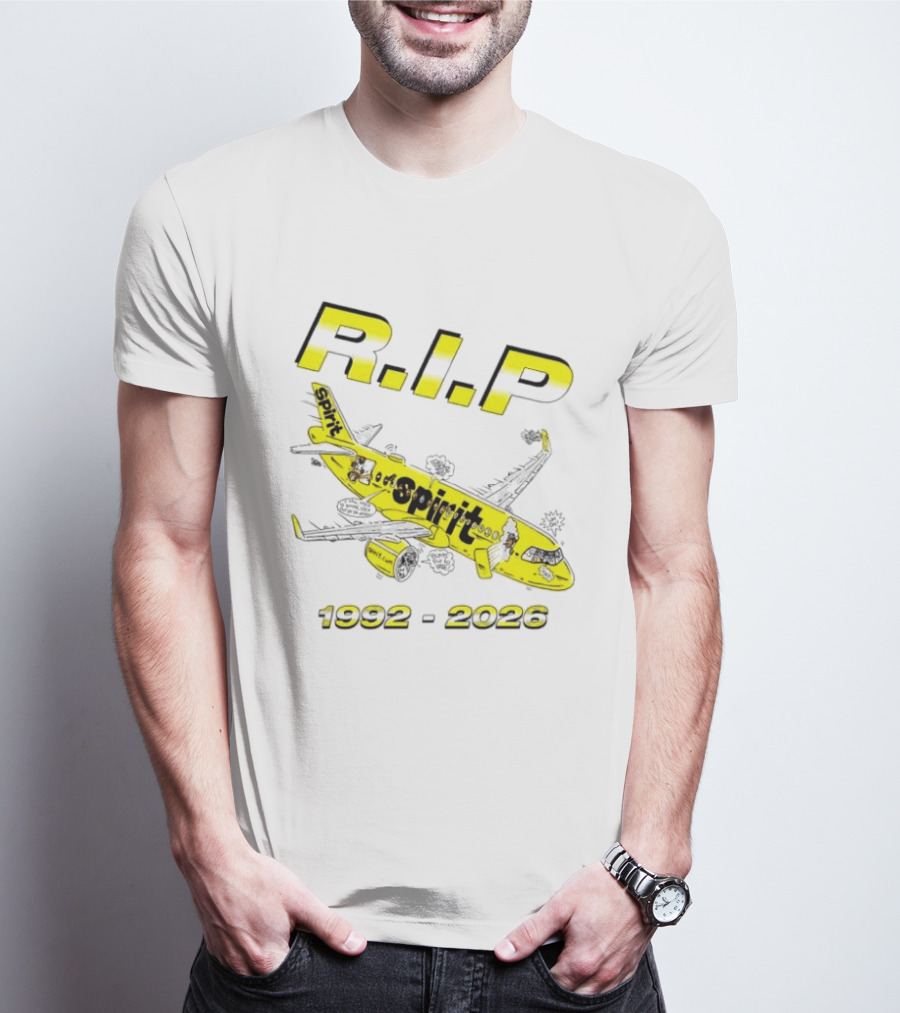 RIP Spirit Airlines 1992 2026 Yellow Plane Cartoon T-Shirt