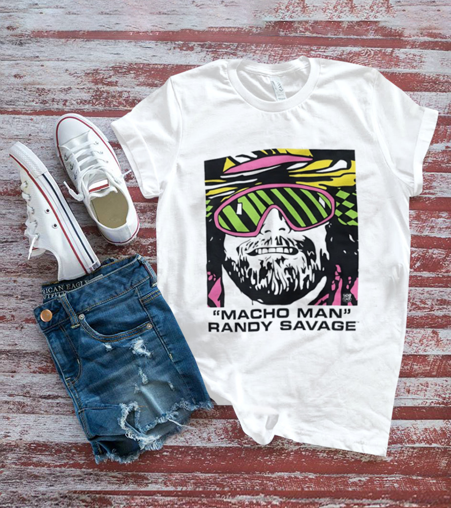 Macho Man Randy Savage Retro Style Neon T-Shirt