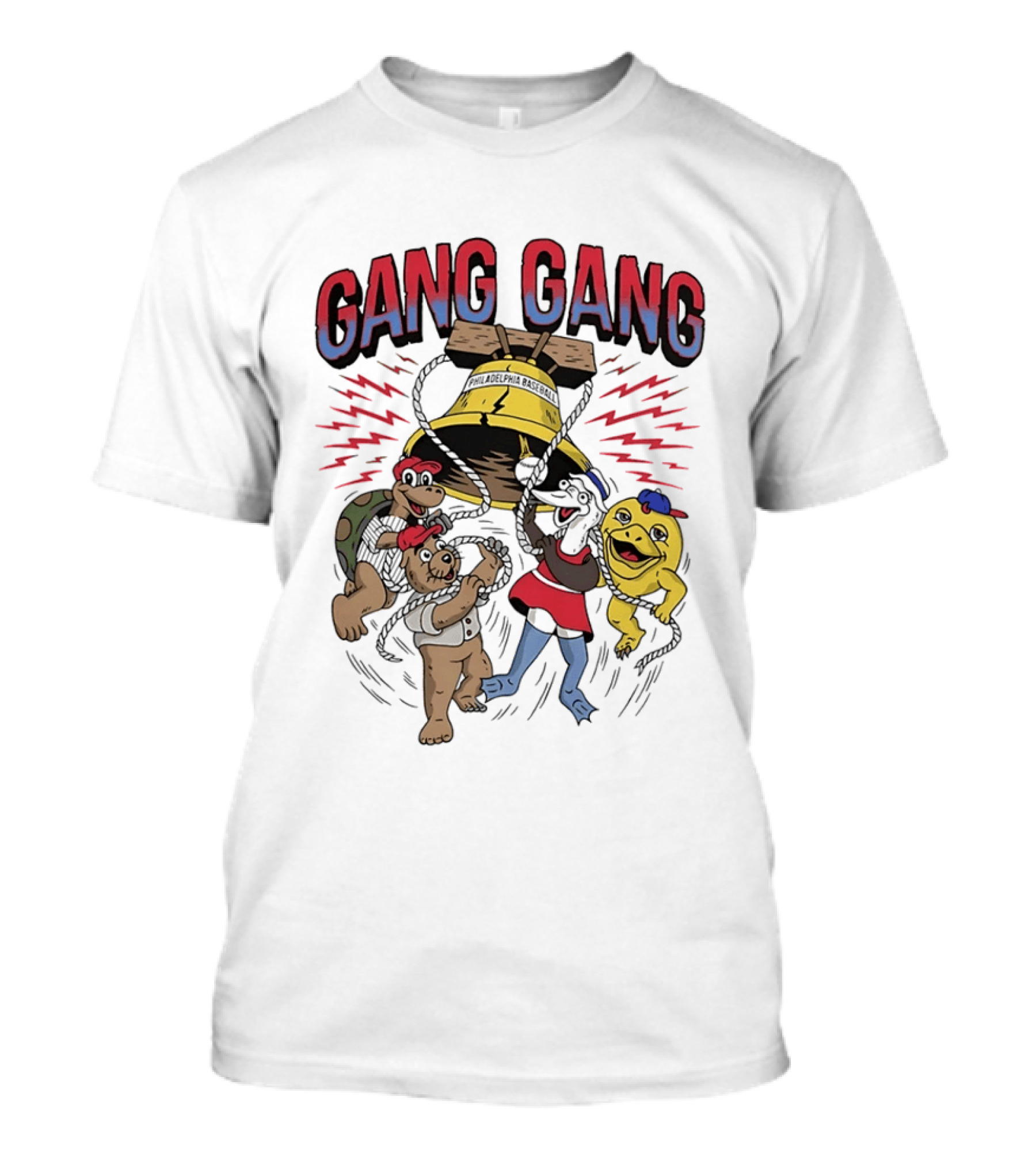 Philadelphia Phillies Liberty Bell Characters Gang Gang T-Shirt