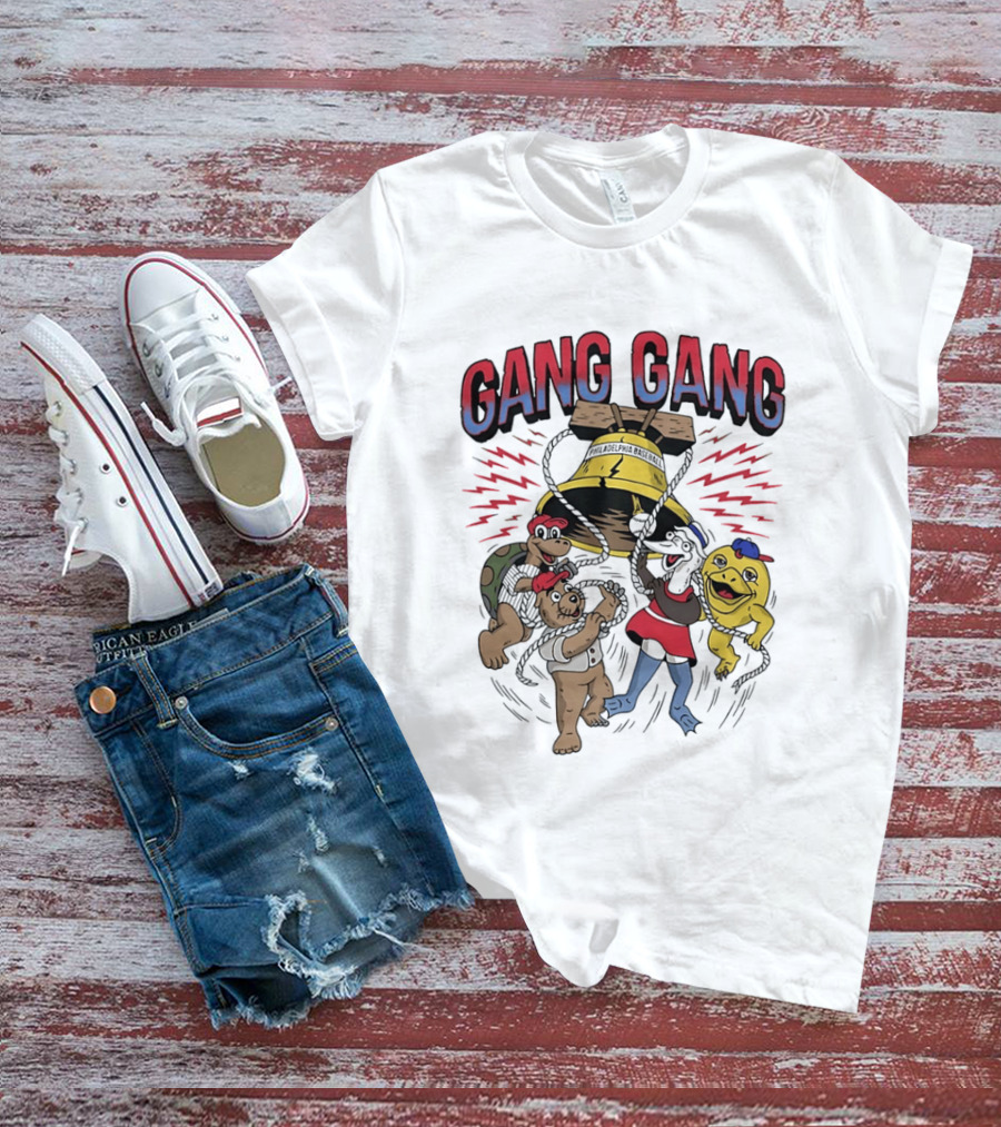 Philadelphia Phillies Liberty Bell Characters Gang Gang T-Shirt