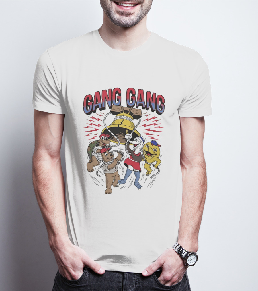 Philadelphia Phillies Liberty Bell Characters Gang Gang T-Shirt