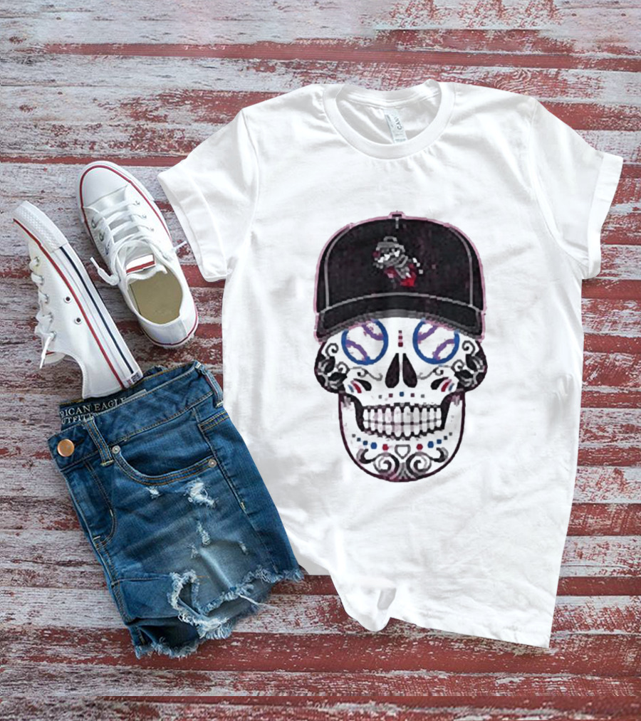Rocket City Trash Pandas Sugar Skull Hat Baseball T-Shirt