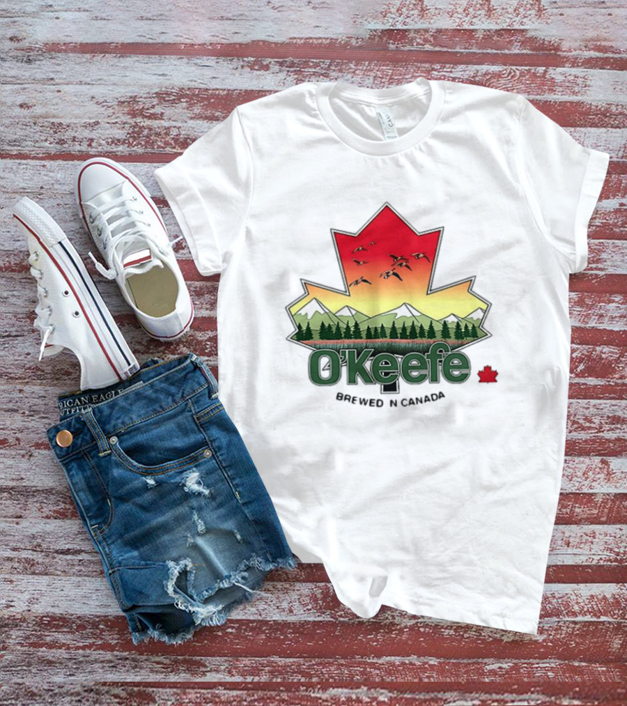 O'Keefe Brewed In Canada Maple Leaf Mountains And Geese T-Shirt